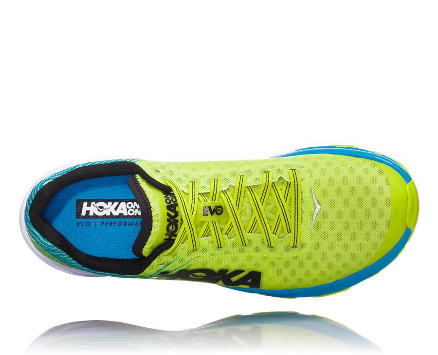 Hoka One One Koşu Ayakkabısı Erkek Yeşil/Mavi - Evo Carbon Rocket - QH6152487